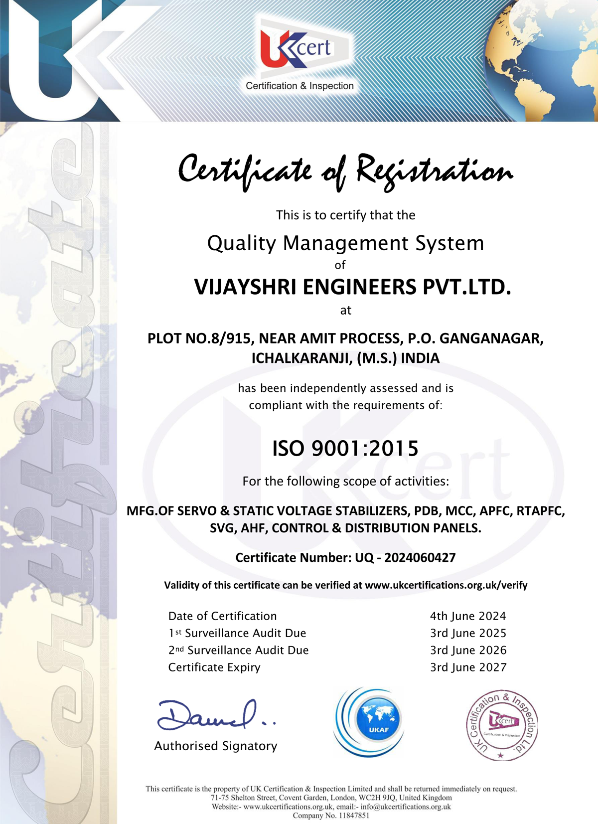 ISO Certificate